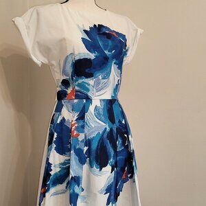 Halogen Floral Print Dress with Pleats - Size 4
